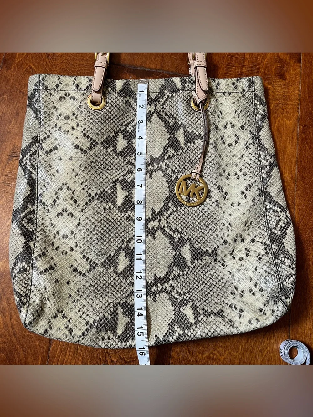 Michael Kors Large Python Embossed Leather Satchel Tote Bag Purse Shopper